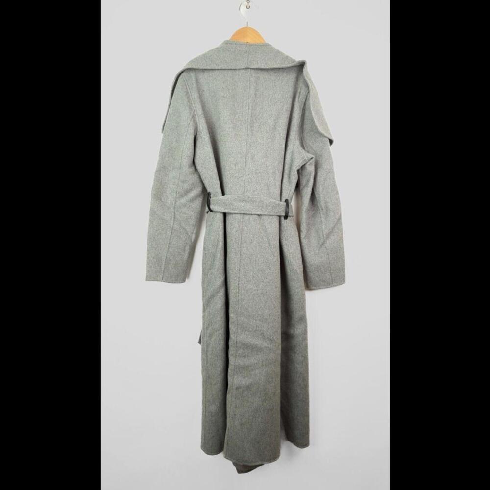 MACKAGE Women's Sz US L Mai Gray Wool Cashmere Melange Belted Wrap Coat - Picture 2 of 11